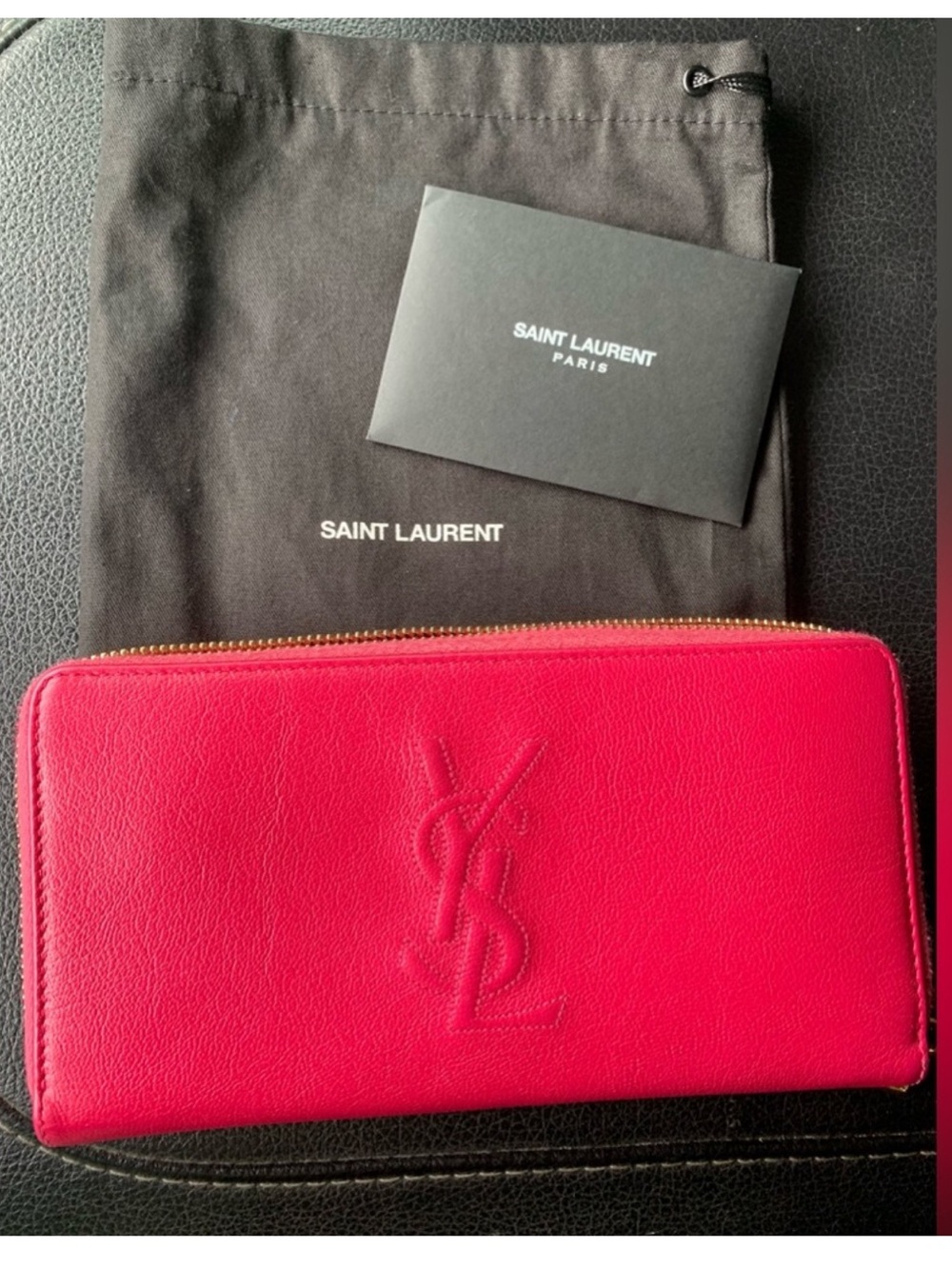 Authentic Saint Laurent YSL Zip Wallet in Bright Pink with dust bag